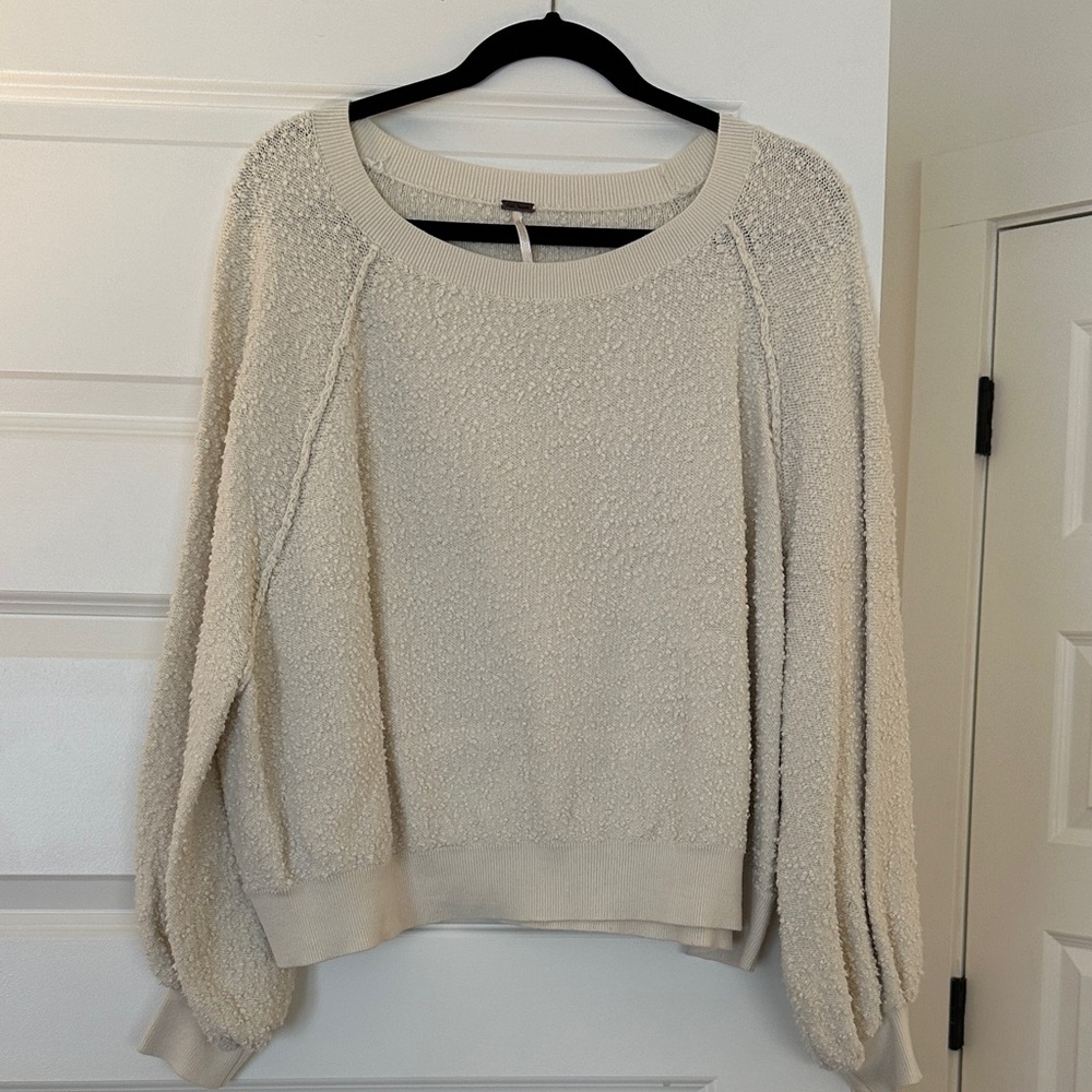FREE PEOPLE Cream Boucle Sweater